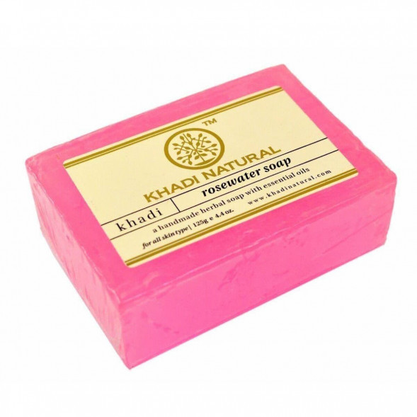 Мыло Розовая вода, 125г "Khadi Natural" Rosewater soap, Индия