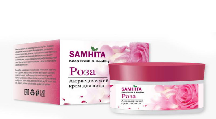 Крем для лица Роза увлажняющий 100г "Samhita" фото Крем для лица Роза увлажняющий 100г "Samhita"